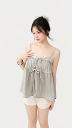 DRAPED RIBBON SLIM TOP
