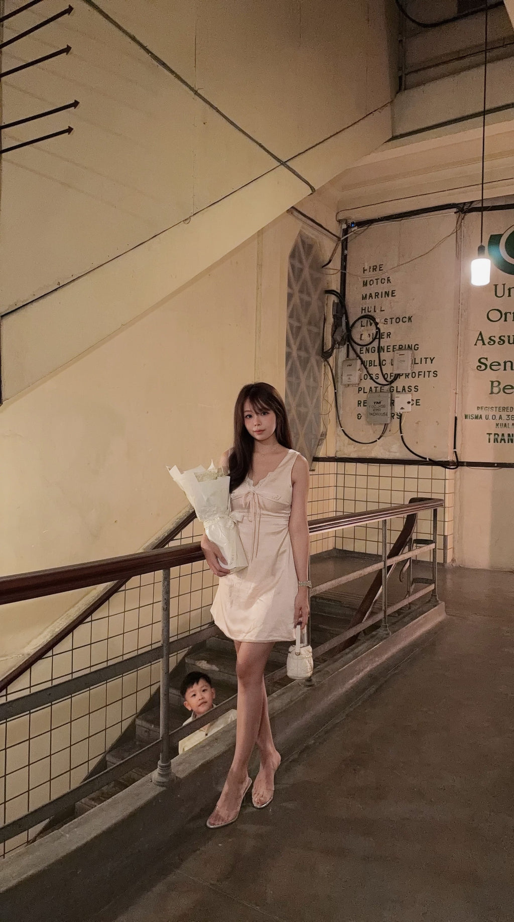 Lace Satin Mini Dress