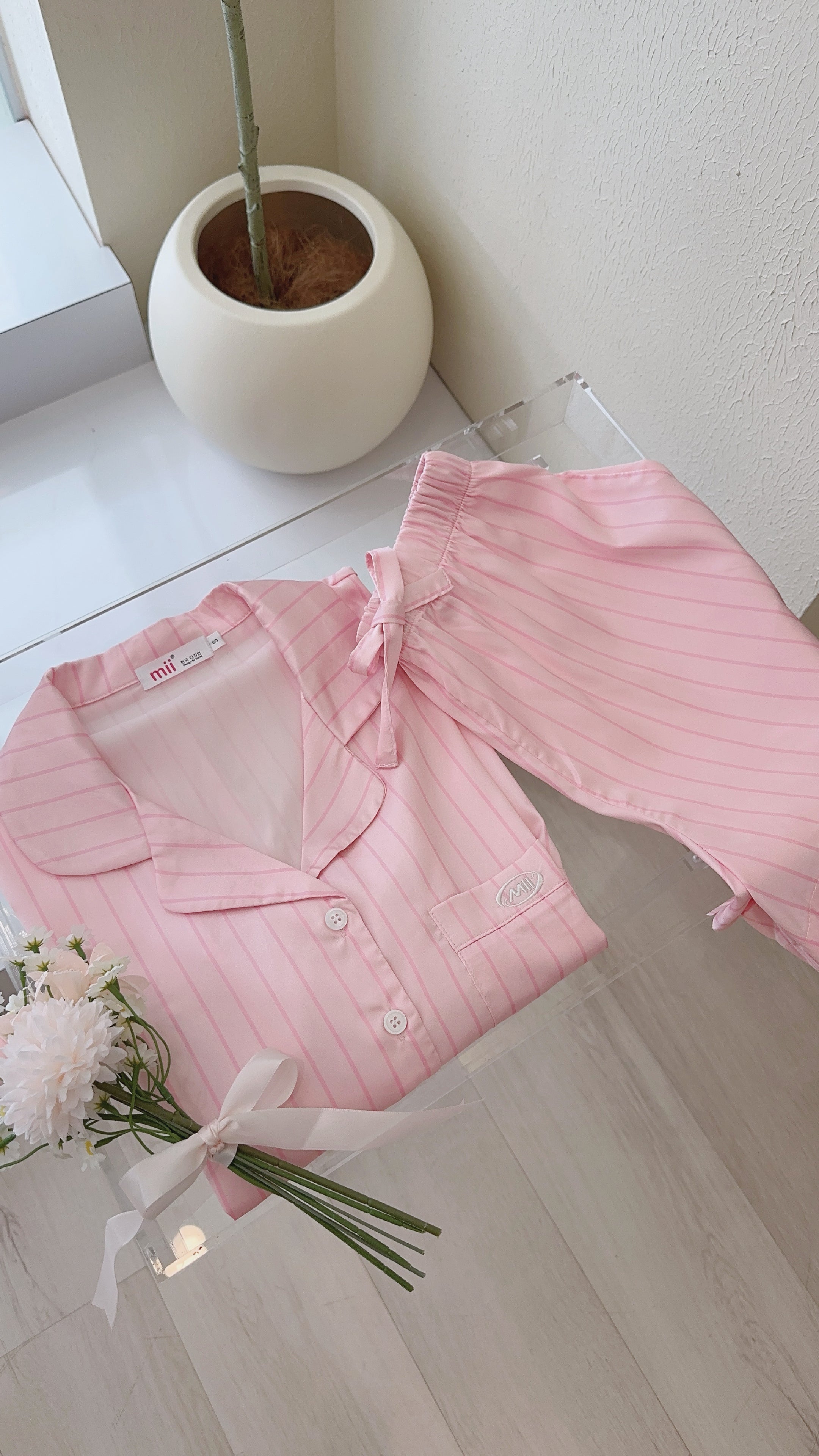 SATIN STRIPE LOUNGE SET