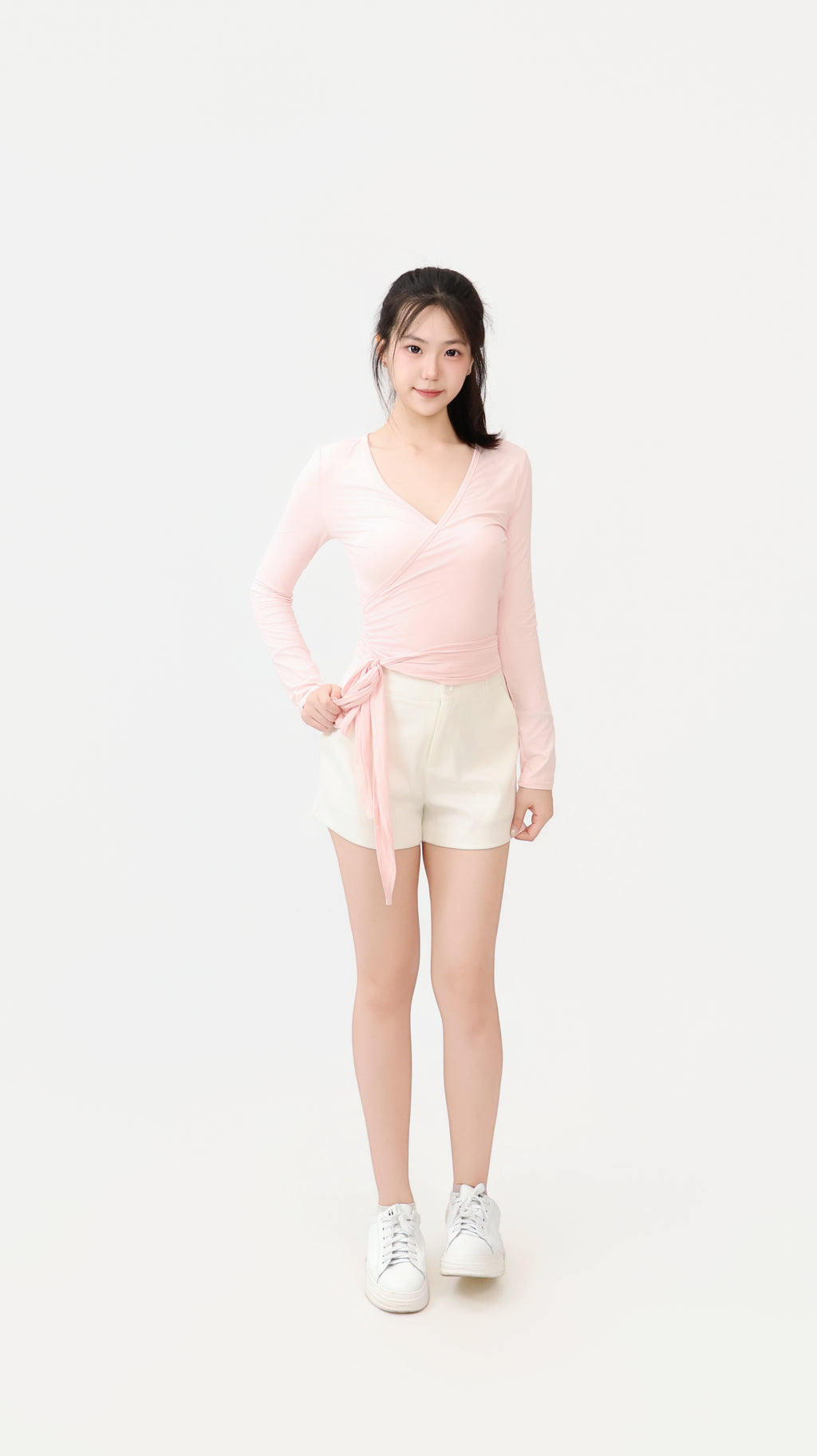 WRAP TIE LONG SLEEVE TOP