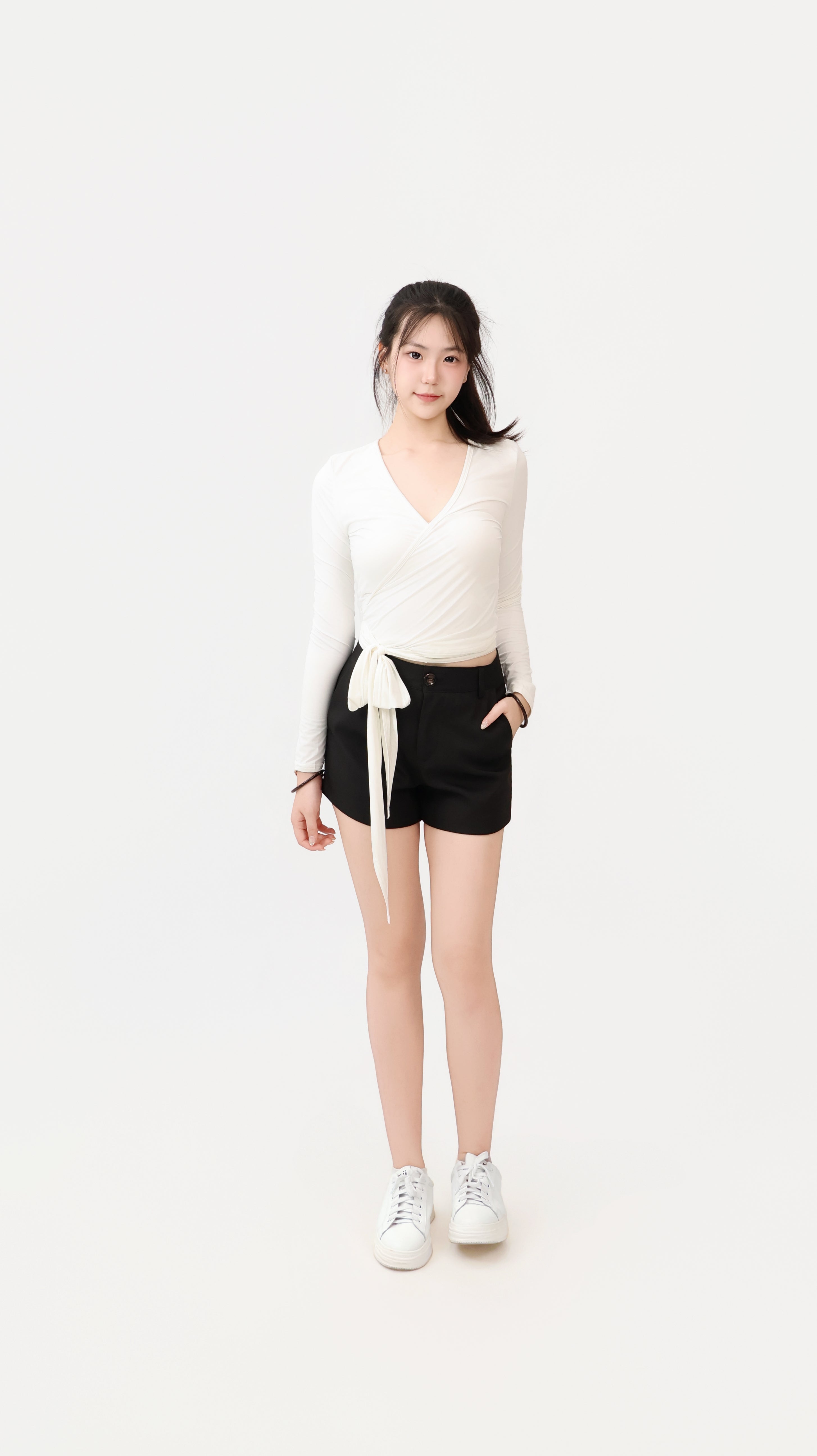WRAP TIE LONG SLEEVE TOP