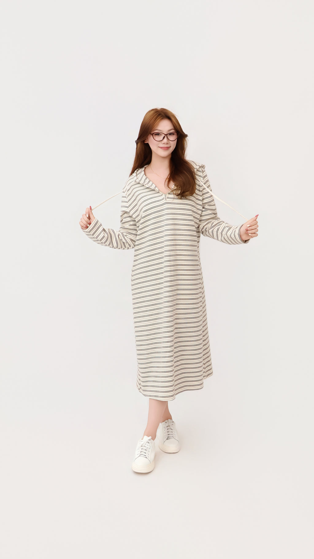 STRIPE HOODIE DRESS