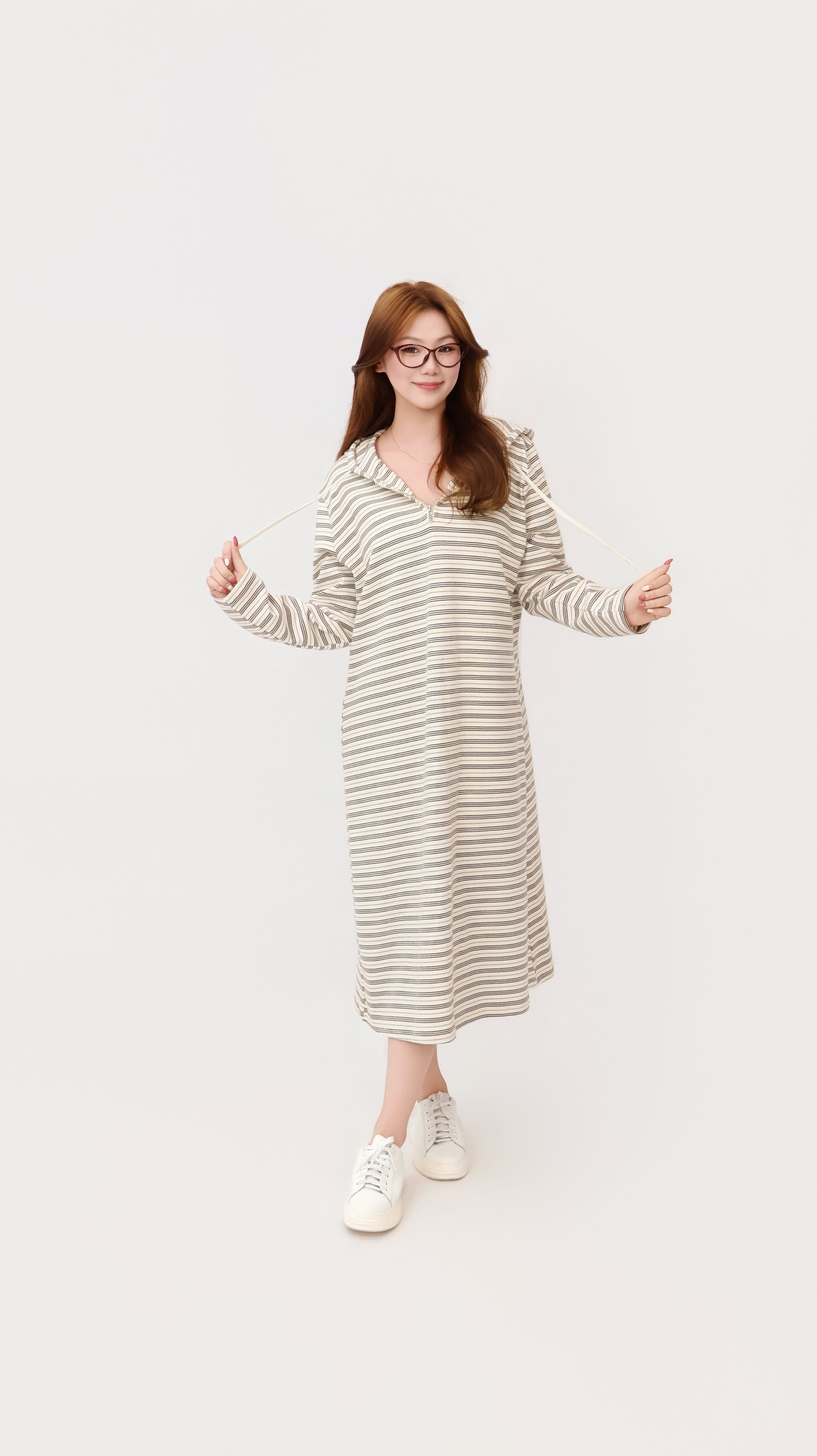STRIPE HOODIE DRESS