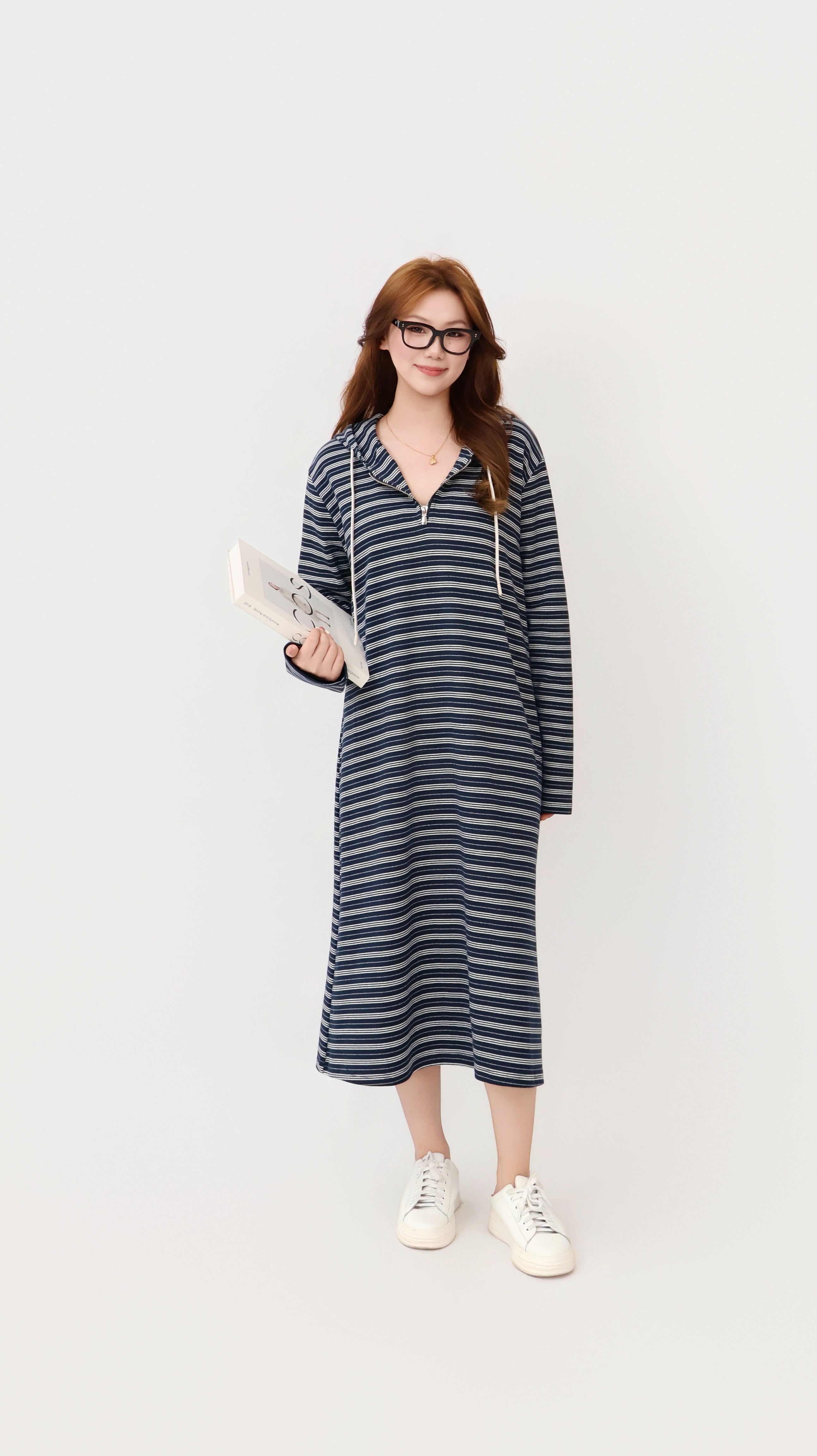 STRIPE HOODIE DRESS