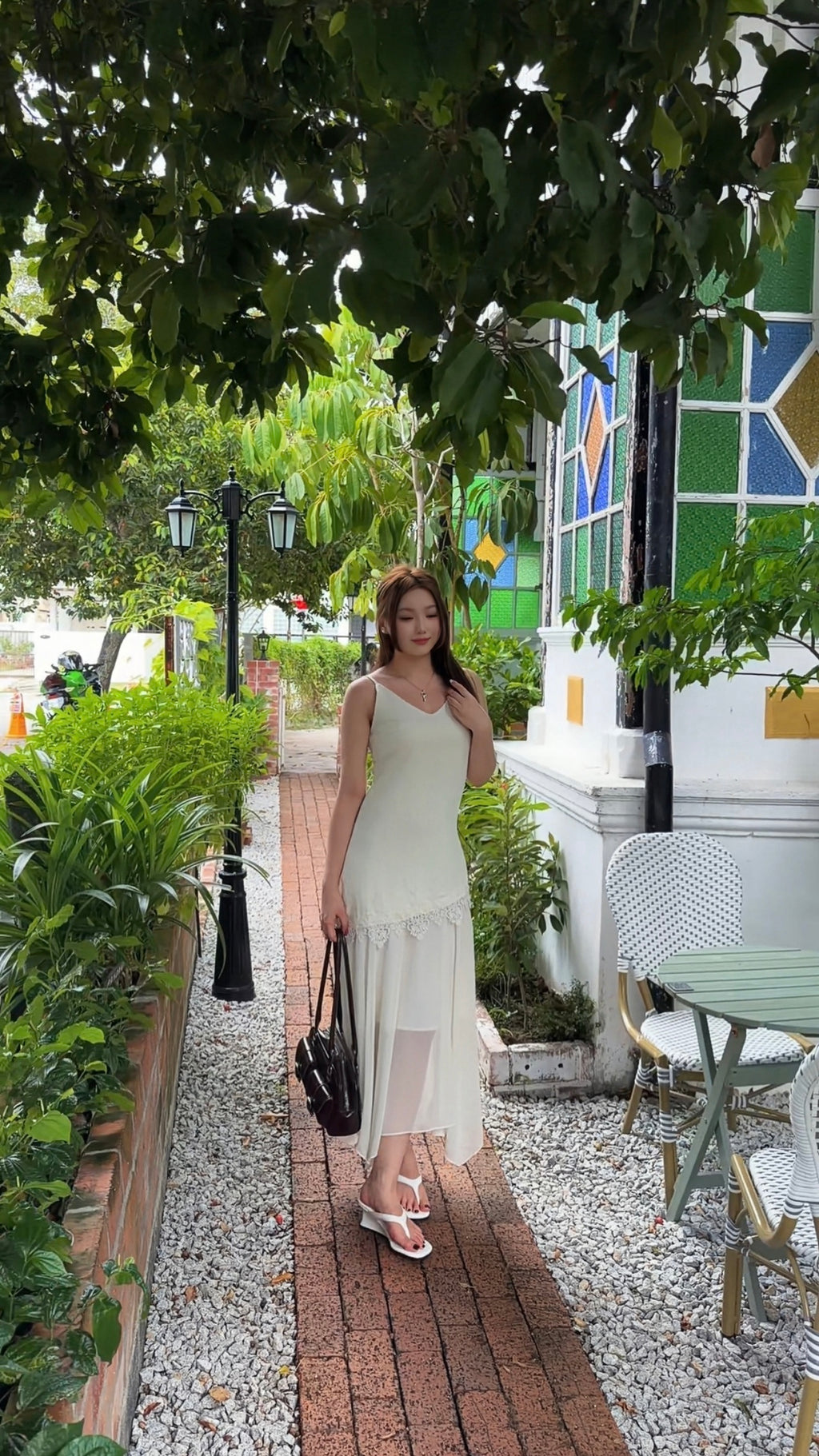 LACE TRIM SLIP DRESS
