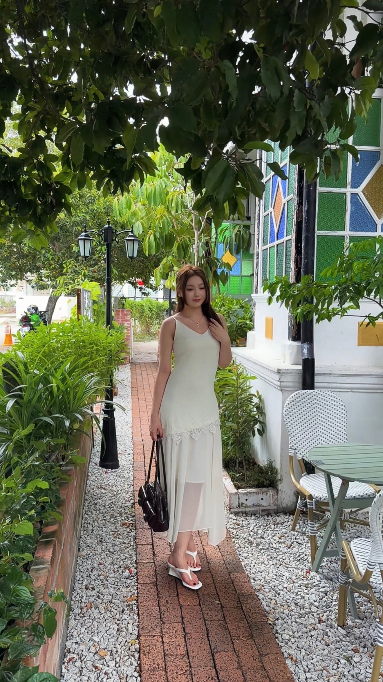 LACE TRIM SLIP DRESS