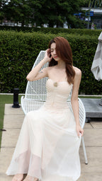 RUCHED MESH MAXI DRESS
