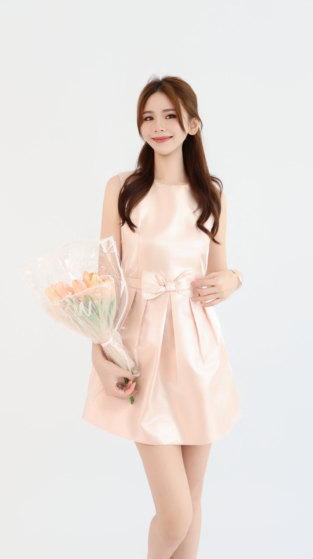 BOW SATIN DRESS
