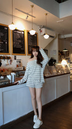 OFF SHOULDER STRIPE SET