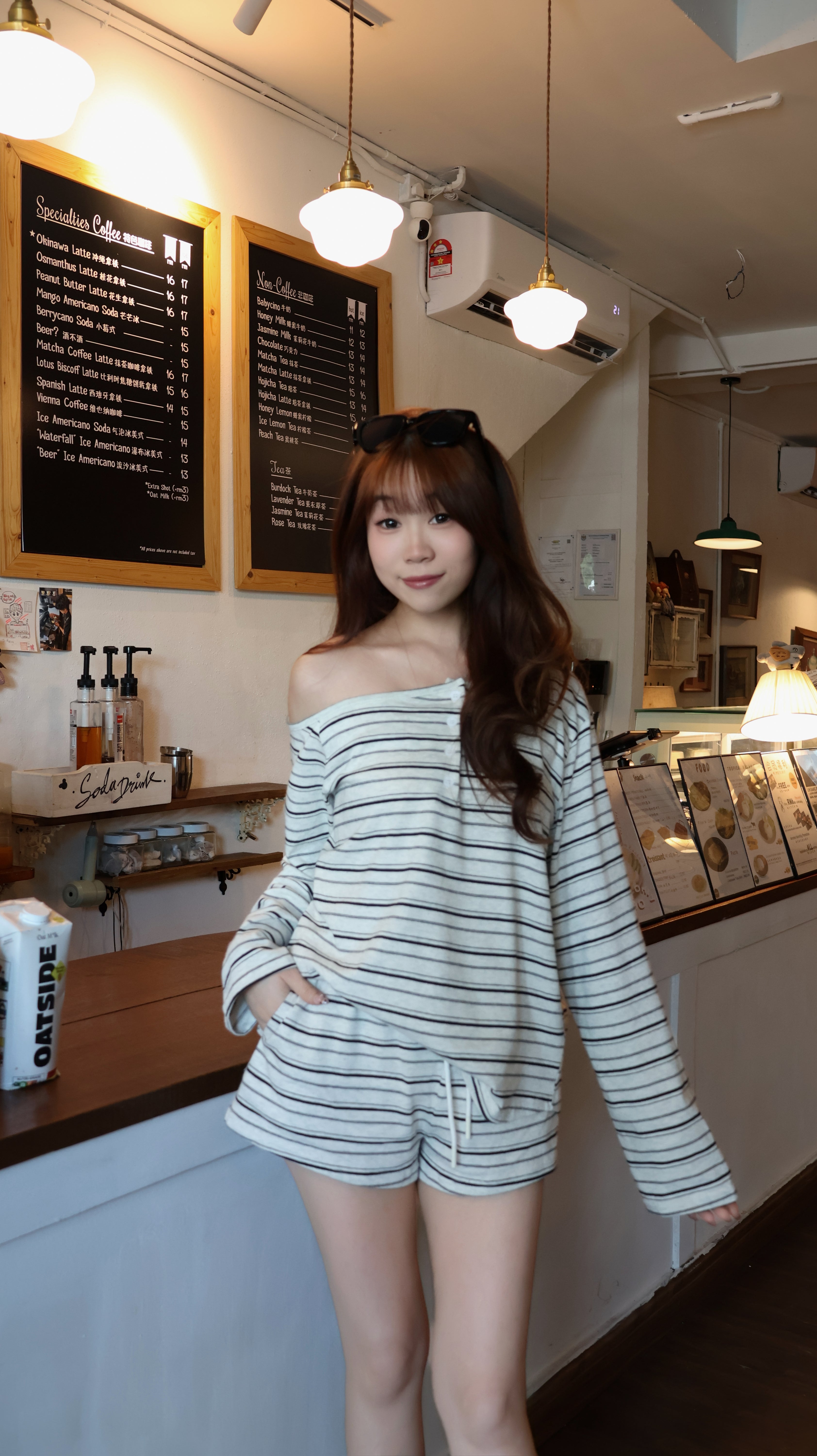 OFF SHOULDER STRIPE SET
