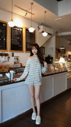 OFF SHOULDER STRIPE SET