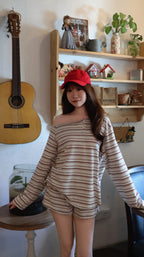 OFF SHOULDER STRIPE SET